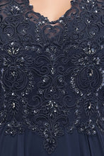 V-neck Sleeveless Long Appliqued Crystals Chiffon Prom Dresses