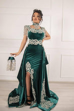 Velvet Dark Green Long Split Mermaid Prom Dresses