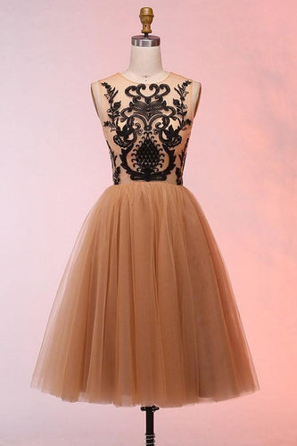 Vintage Short Tulle Appliques Homecoming Dress Short Prom Dress PD298