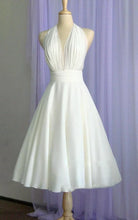 A-line Halter Neck Vintage Tea-Length Chiffon Wedding Dress