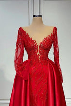 Vintage V-neck Lace Long Sleeves A-Line Prom Dresses Evening Gown