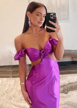 Violet Flutter Sleeve Cutout Mermaid Fitted Gown