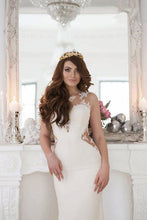 White Lace Mermaid See Through Long Wedding Dresses with Sweep Train, MW185
