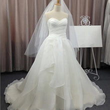 White Chiffon Simple Sweetheart Wedding Dresses, Cheap Bridal Gown, MW142