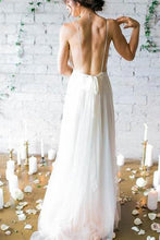 Chiffon Backless Cheap White Long Wedding Gowns, Beach Wedding Dresses, MW128