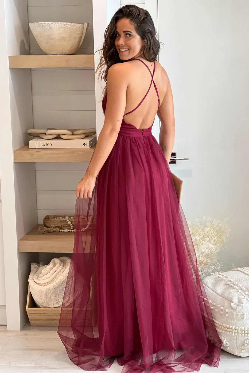 slutty prom dress V Neck Sexy Backless Spaghetti Strap Slutty Prom Dresses SYP169 Anna PromDress