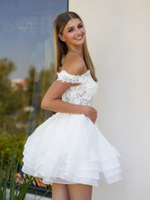 A-Line Lace Organza Appliqued Off-the Shoulder Prom Dress