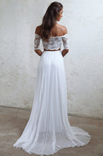 Chic Two Piece Boho Wedding Dress A Line Lace Beach Wedding Gowns YSQ5914
