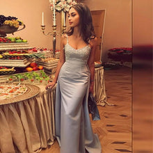 Mermaid Spaghetti Straps Detachable Silver Prom Evening Dress with Appliques JKQ5210|annapromdress