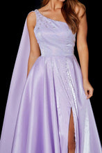 Aline One-shoulder Satin Split Front Floor-Length Prom Dress GJS449