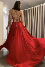 Red Chiffon A line  Spaghetti Strap Long Prom Evening Dress  GJS341