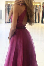 Purple Chiffon Beads Long Prom Dress A line Evening Dress GJS343