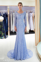 Train Mermaid Long Sleeves Sequins Chiffon Beaded Prom Dresses GJS146