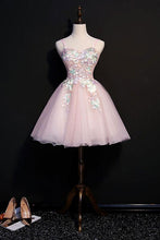 Pink Sweetheart Tulle Lace Short Prom Dress Pink Homecoming Dress
