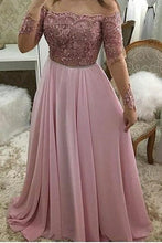 Off Shoulder Full Sleeves Long Prom Dress 2022 Custom Made Beaded Pink Burgundy Evening Party Dress JKL6666