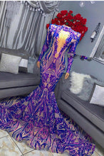 Purple Sexy Mermaid With Trailing Long Prom Evening Dress GJS464