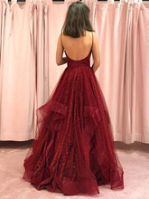 A Line Red Sweetheart Tulle Layered Long Prom Dresses GJS635