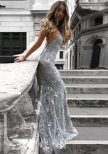 Sexy Backless Sweetheart Sequined Tulle Mermaid Bandage Prom Dress GJS116