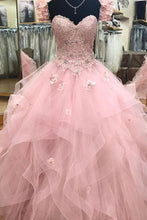 Pink Sweetheart Tulle Long Prom Ball Gown  GJS395