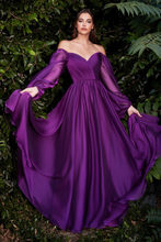 LONG SLEEVE CHIFFON LONG PROM EVENING DRESS GJS656