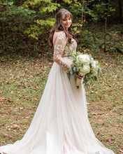 A-Line Long Sleeves Chic Embroidery Bohemian Wedding Dress Backless,JKZ6122|Annapromdress
