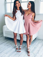 White Stain Halter Simple Homecoming Dresses Backless Graduation Dress AN2209|Annapromdress