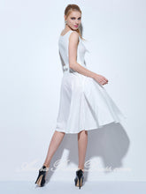 White Homecoming Dress V-neck A-line Knee Length Lace Short Prom Dress Party Dress 271906