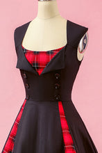 Black Patchwork Plaid  Swing Party Dress Halloween Vintage Dress GJS666