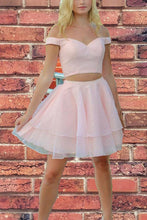 Princess Two Piece Short Pink Homecoming Dress with Pockets NA639