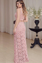 Mermaid Crew Floor-Length Cut Out Blush Lace Sleeveless Prom Dress LR469 | ballgownbridal