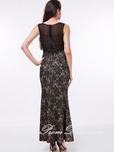 Sexy Prom Dresses Sheath Column Scoop Ankle Length Long Black Lace Prom Dress 309354