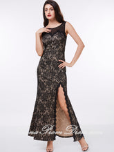 Sexy Prom Dresses Sheath Column Scoop Ankle Length Long Black Lace Prom Dress 309354