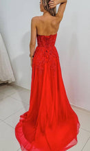 Strapless Tulle Long Prom Dresses with Appliques and Beading Formal Dresses GJS364
