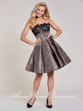 Sexy Homecoming Dress Strapless A line Appliques Black Short Prom Dress Print Party Dress 365228