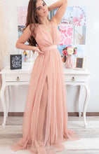 Simple Long Prom Dresses with Slit, V Neck Formal Dresses GJS368