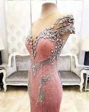 Luxury Cap Sleeve Mermaid Long Prom Dresses Lace Beaded Evening Dresses NA5001|LOMANPROM