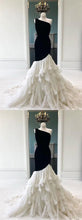 Unique One Shoulder Sleeveless Tiered Tulle Mermaid Prom Dresses NA5007|LOMANPROM