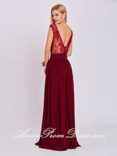 Burgundy Prom Dresses A-line Bateau Floor-length Lace Long Cheap Prom Dress 431930