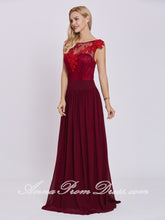 Burgundy Prom Dresses A-line Bateau Floor-length Lace Long Cheap Prom Dress 431930