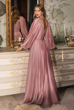 LONG SLEEVE CHIFFON LONG PROM EVENING DRESS GJS656