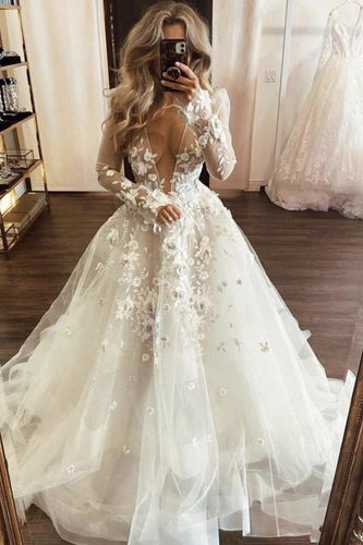 White Lace Appliqué Long Prom Dress White Evening Dress GJS357