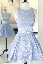 Blue Lace Short Prom Dress Cute Homecoming Dress JKT302