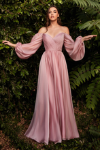 LONG SLEEVE CHIFFON LONG PROM EVENING DRESS GJS656