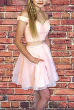 Princess Two Piece Short Pink Homecoming Dress with Pockets NA639