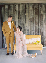Sparkly Long Sleeve V-neck Wedding Dress Backless A Line Stunning Wedding Dress Bridal Gown YSQ1465