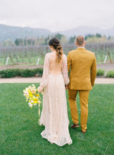 Sparkly Long Sleeve V-neck Wedding Dress Backless A Line Stunning Wedding Dress Bridal Gown YSQ1465