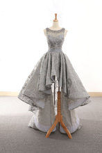Gray tulle lace high low prom dress lace homecoming dress JKG010|Annapromdress