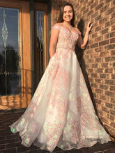 Off-the-Shoulder Luxury Lace A-Line Long Prom Dress JKS8420