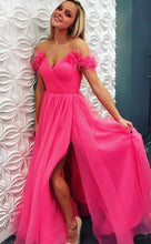 Pink A line Off the shoulder Long Prom Formal Dresses GJS243