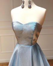 Sweetheart Sky Blue Satin A-line Long Prom Dress Glitter JKZ8306|Annapromdress